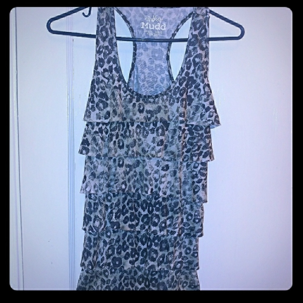 Navy Blue and Grey Cheetah Print Tank Top